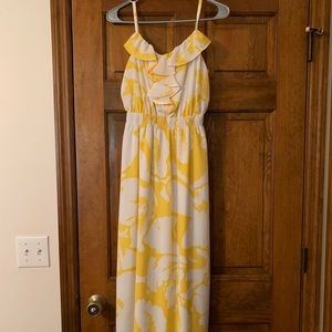 Yellow and White Loft Maxi Dress
